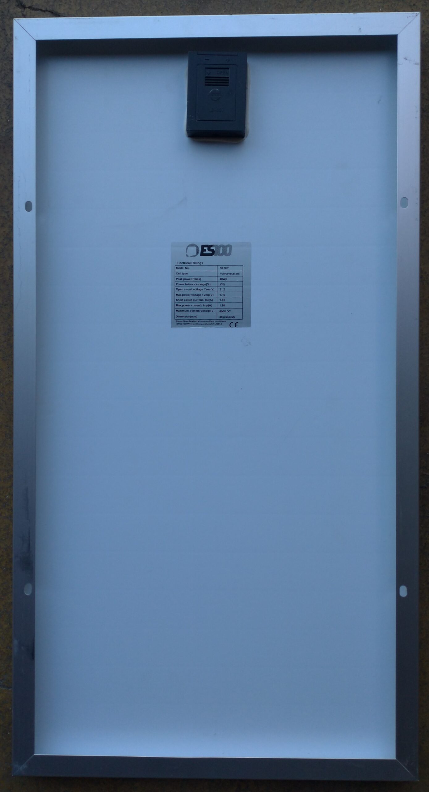 Modulo Fotovoltaico Ess100 Mod.NX30P Policristallino Peak Power 30Wp . - immagine 2