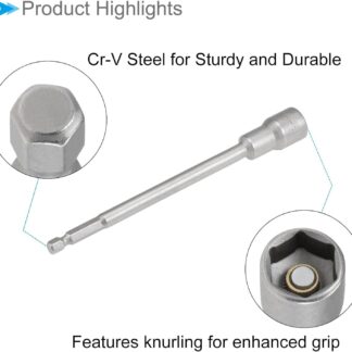 Chiave a Bussola Esagonale Magnetica 13mm, Lunghezza 150mm, Attacco 1/4", Acciaio Cr-V