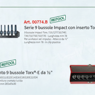 Set Bussole Torx Professionali REITOOL: Impact T25-T70 & Torx-E E10-E24 da ½”